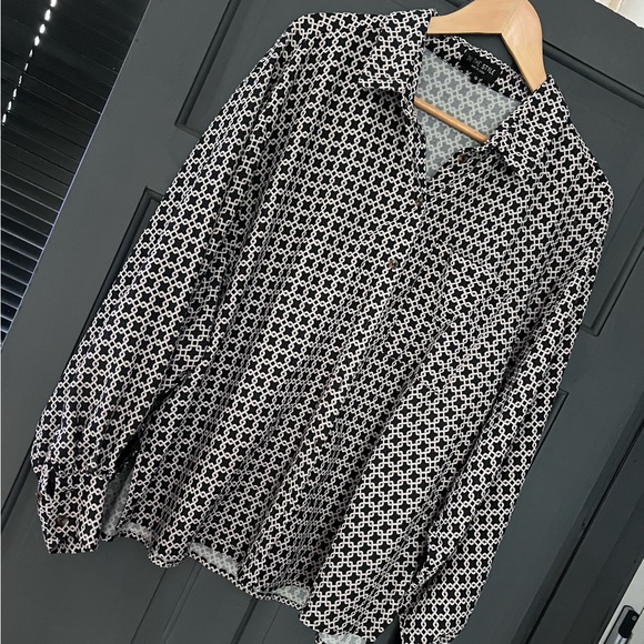 In The Style Tops - Ladies In The Style Geometric Print Ballon Long Sleeve Blouse Shirt Size 18